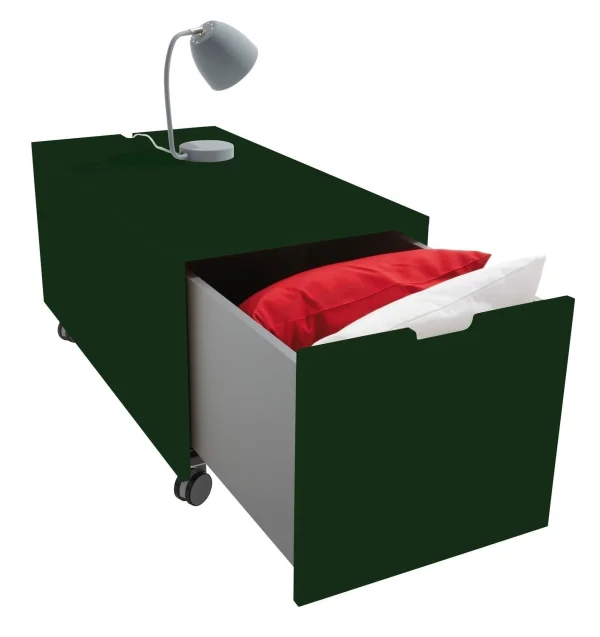 Müller Möbelwerkstätten Bedbox 16  Klassiek & Comfort - moezelgroen - met wieltjes (Comfort) - 103 cm