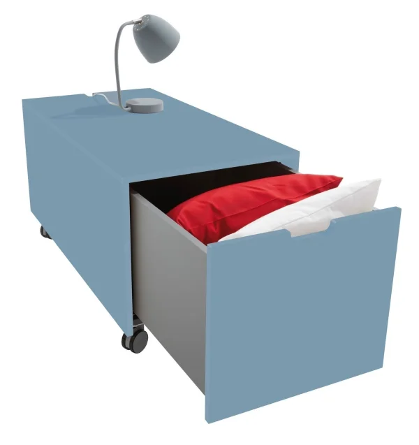 Müller Möbelwerkstätten Bedbox 16  Klassiek & Comfort - zilverspar blauw - met wieltjes (Comfort) - 103 cm