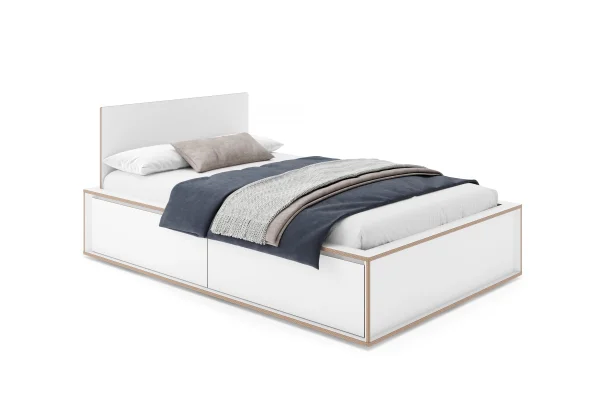 Müller Möbelwerkstätten Spaze Bed - 140 x 200 cm - CPL wit met berk