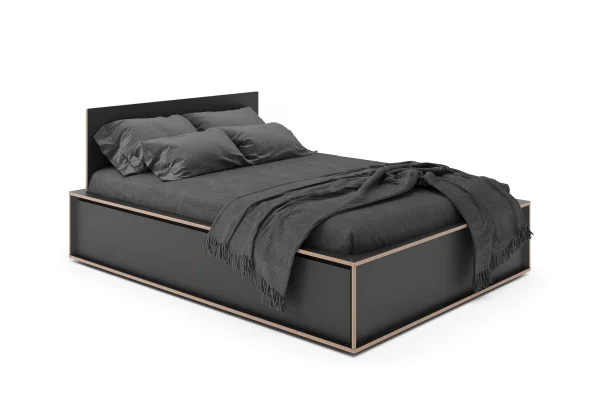 Müller Möbelwerkstätten Spaze Bed - HPL zwart met rand van berkenlaag - 160 x 200 cm