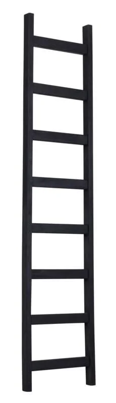 MUST Living-collectie Ladder Steps 180x40x5 cm recycled teakwood zwartmet natuurlijke scheuren in het hout