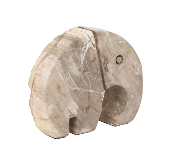 MUST Living Ornament Elephant Versteend hout, 17 x 21cm - Bruin