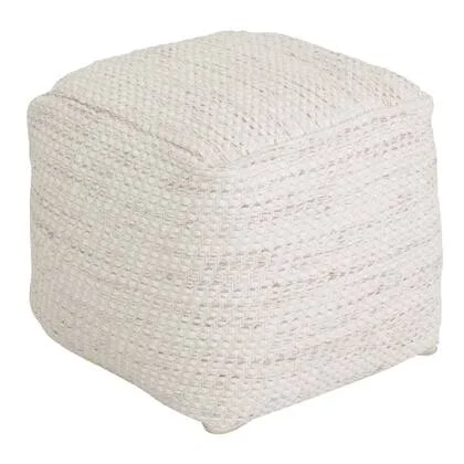 MUST Living Pouf Asuri Ivory ,40x40x40 cm, ivory, 80% wool 20% cotton