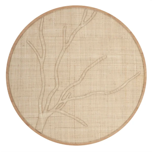 MUST Living Rond Wandpaneel Jungle Palmblad, 85cm - Beige