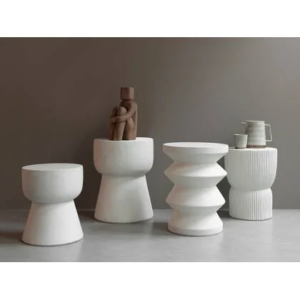 MUST Living Side table Motto White Large,46xØ35 cm, fiber cement white