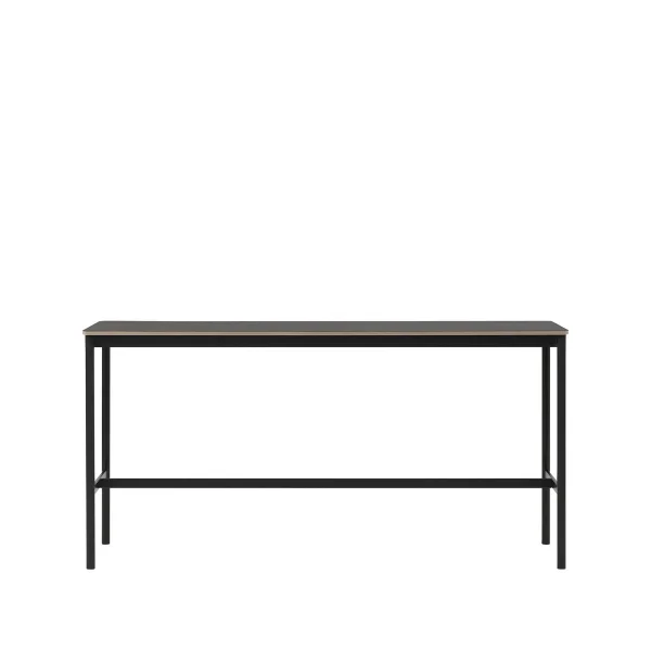 Muuto Base High bartafel black linoleum, zwart onderstel, plywoodrand, b50 l190 h95