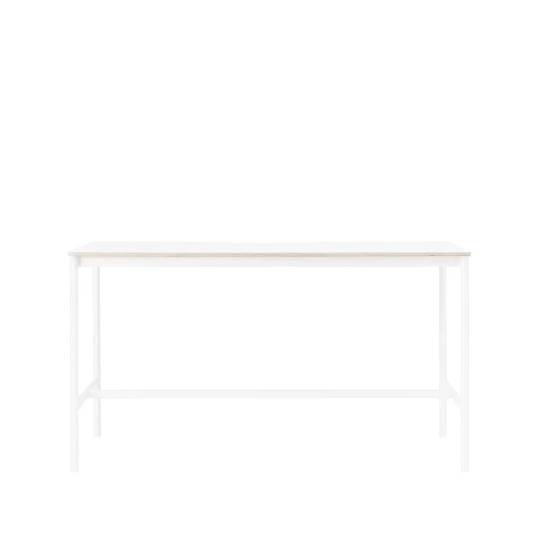 Muuto Base High bartafel white laminate, wit onderstel, plywoodrand, b85 l190 h105