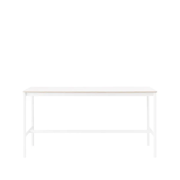 Muuto Base High bartafel white laminate, wit onderstel, plywoodrand, b85 l190 h95