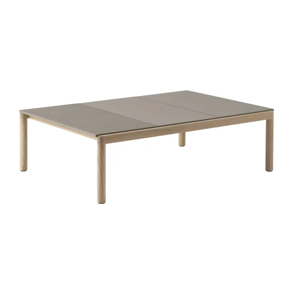 Muuto Couple 2 Plain-1 Wavy salontafel 120x84x35 cm Taupe-oak