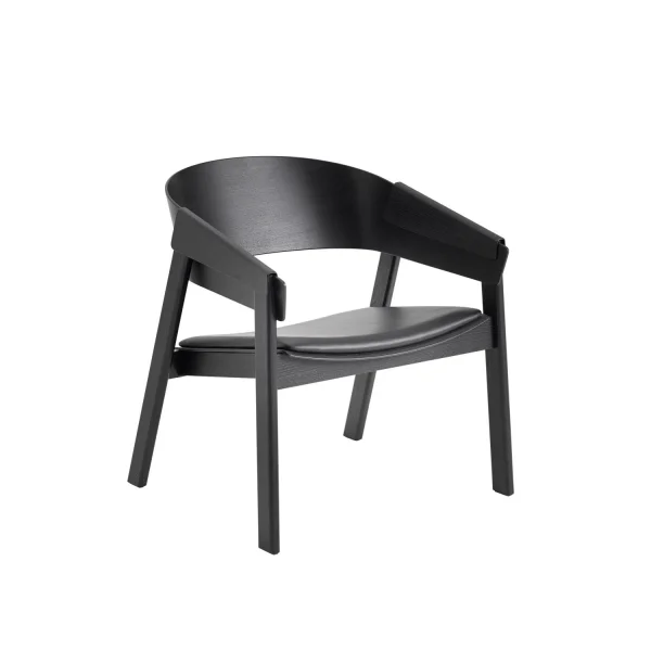 Muuto Cover Lounge Stoel met stoffering - Leer zwart