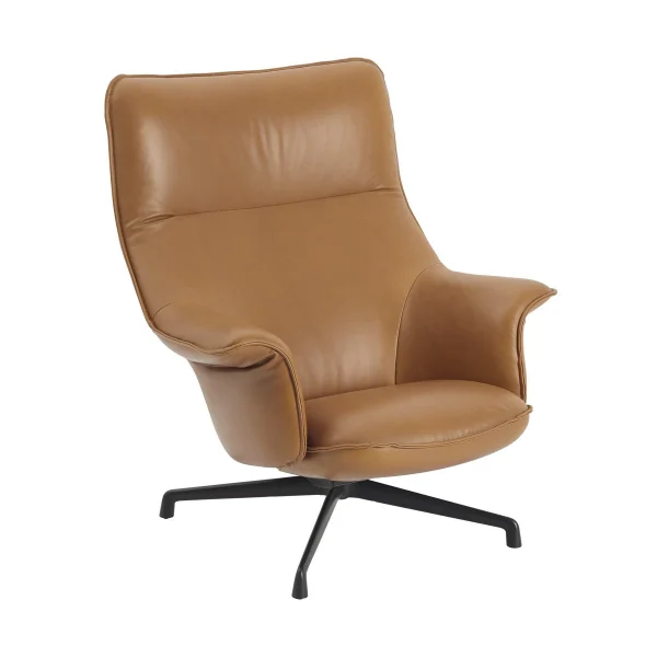 Muuto Doze fauteuil swivel base Refine leather cognac-black