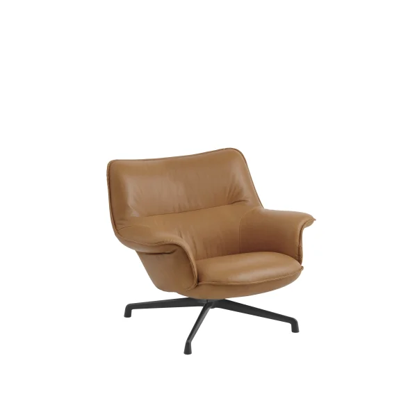 Muuto Doze Lounge Stoel Low Back Draaibaar - leer cognac