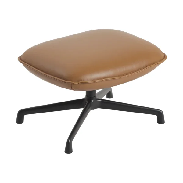 Muuto Doze voetenbankje swivel base Refine leather cognac-black