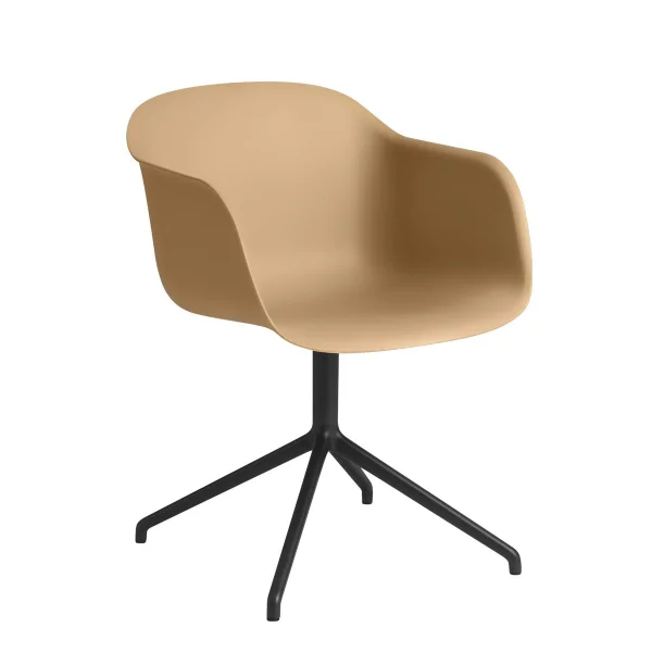 Muuto Fiber armchair swivel voet bureaustoel oker-zwart