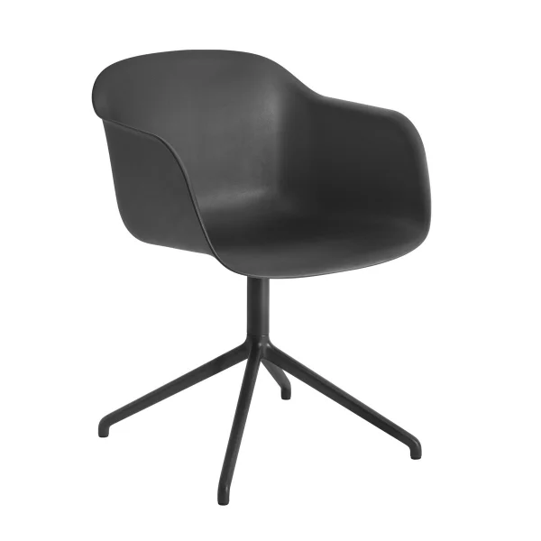 Muuto Fiber armchair swivel voet bureaustoel zwart