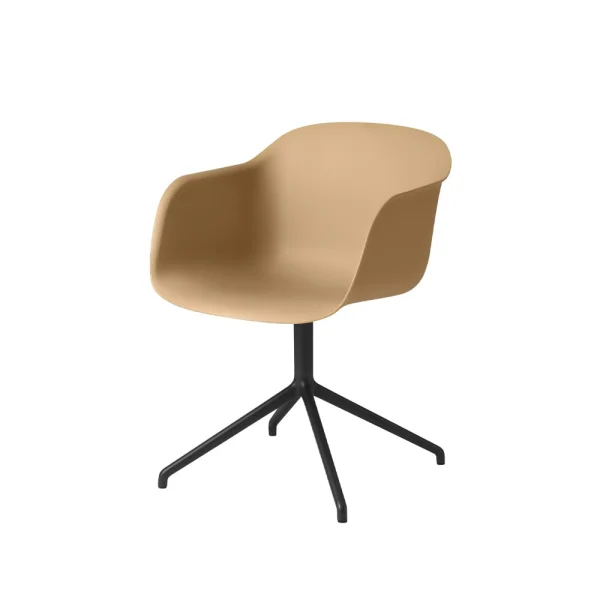 Muuto Fiber armchair swivel voet met return bureaustoel Ochre-anthracite black