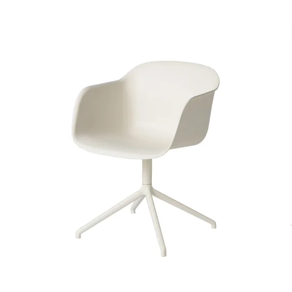 Muuto Fiber armchair swivel voet met return bureaustoel white, wit onderstel