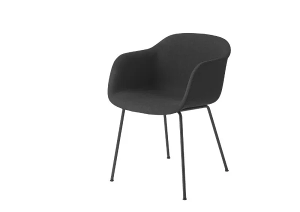 Muuto Fiber Armleunstoel - Buisonderstel - Remix 183 - frame zwart