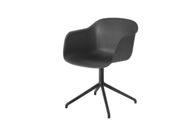 Muuto Fiber Armleunstoel Draaivoet - zwart - frame zwart