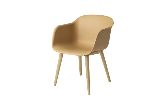 Muuto Fiber Armleunstoel - houten onderstel - naturel - frame eiken