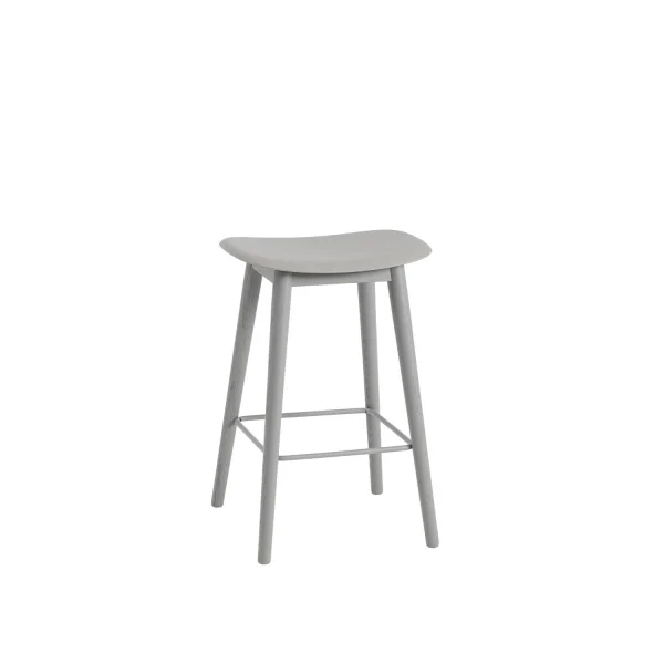 Muuto Fiber barkruk - houten onderstel - grijs - frame grijs - H65