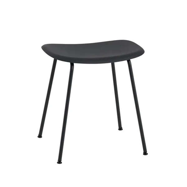 Muuto Fiber kruk black, zwart stalen onderstel