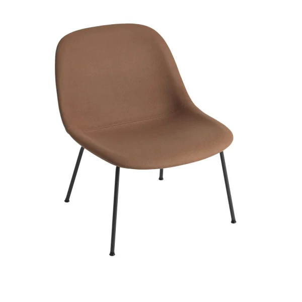 Muuto Fiber Loungestoel buisframe lederen bekleding - Leer cognac - frame zwart