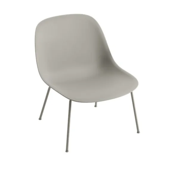 Muuto Fiber Loungestoel buisframe textielbekleding - Remix 133 - frame grijs