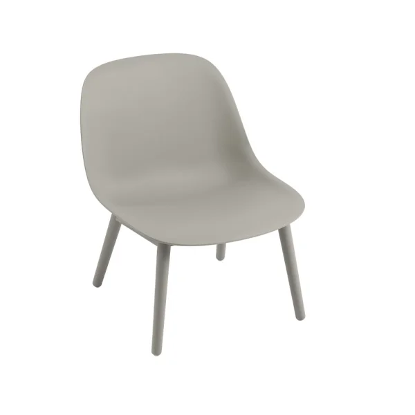 Muuto Fiber loungestoel wood base grey, grijze poten