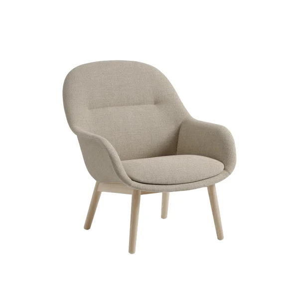 Muuto Fibre Lounge fauteuil houten frame - ecriture 240/ grey