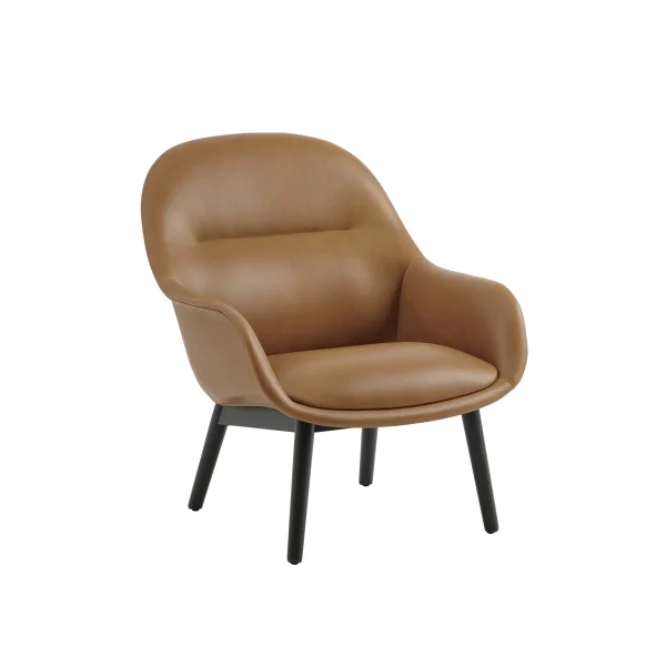 Muuto Fibre Lounge fauteuil houten frame - leer cognac