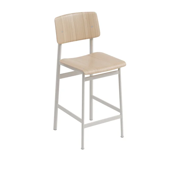 Muuto Loft Barkruk - eiken / grijs - Zithoogte 65 cm