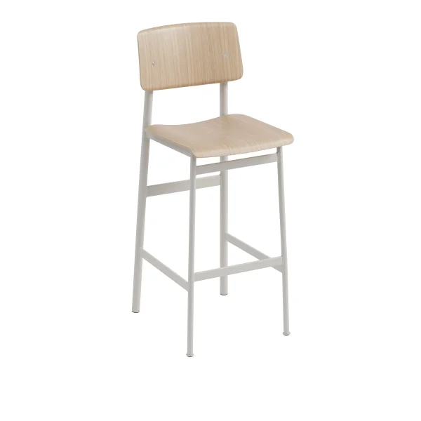 Muuto Loft Barkruk - eiken / grijs - Zithoogte 75 cm