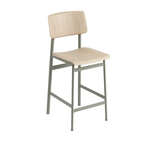 Muuto Loft Barkruk - groen/ eiken - Zithoogte 65 cm