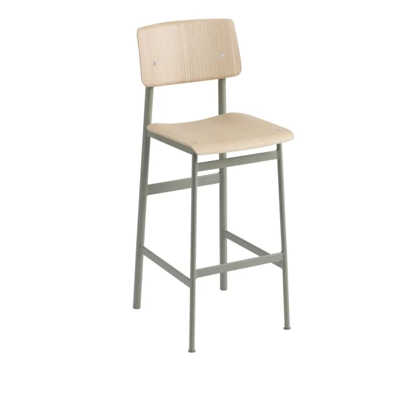 Muuto Loft Barkruk - groen/ eiken - Zithoogte 75 cm