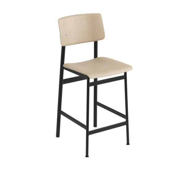 Muuto Loft Barkruk - zwart/ eiken - Zithoogte 65 cm