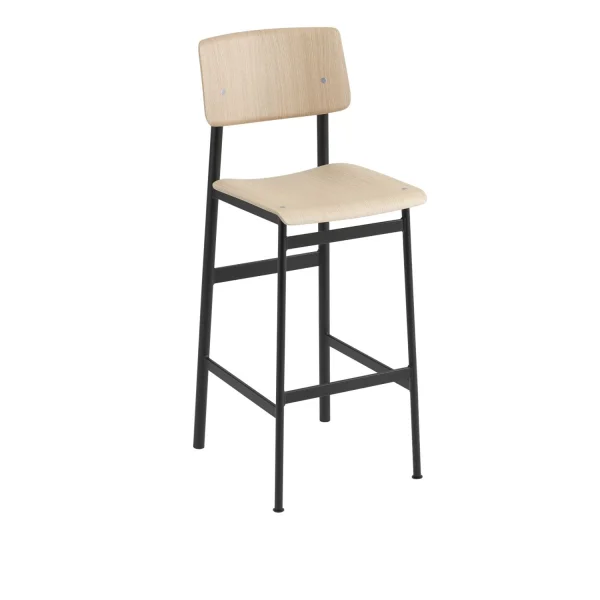 Muuto Loft Barkruk - zwart/ eiken - Zithoogte 75 cm