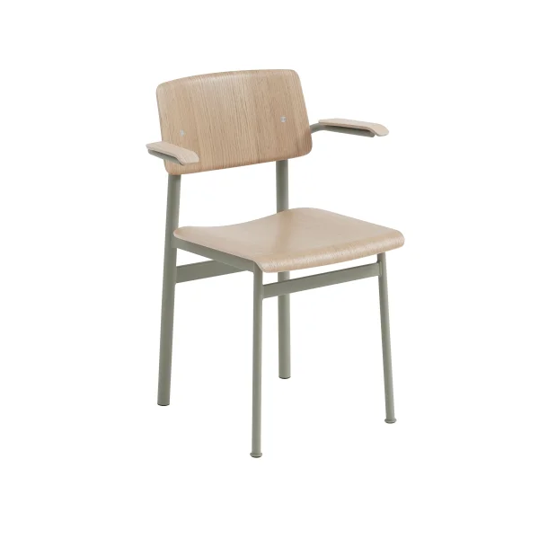 Muuto Loft Stoel - vert/ chêne - met armleuning