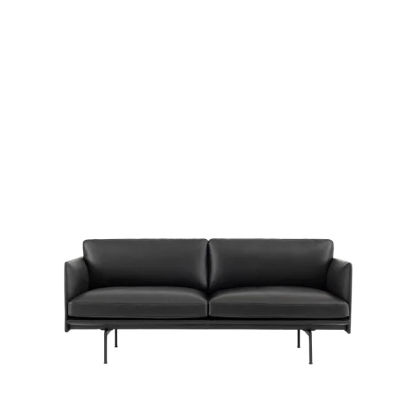 Muuto Outline bank 2-zits Refine leather black-Black