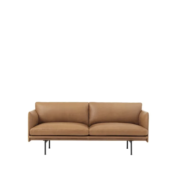 Muuto Outline bank 2-zits Refine leather cognac-Black