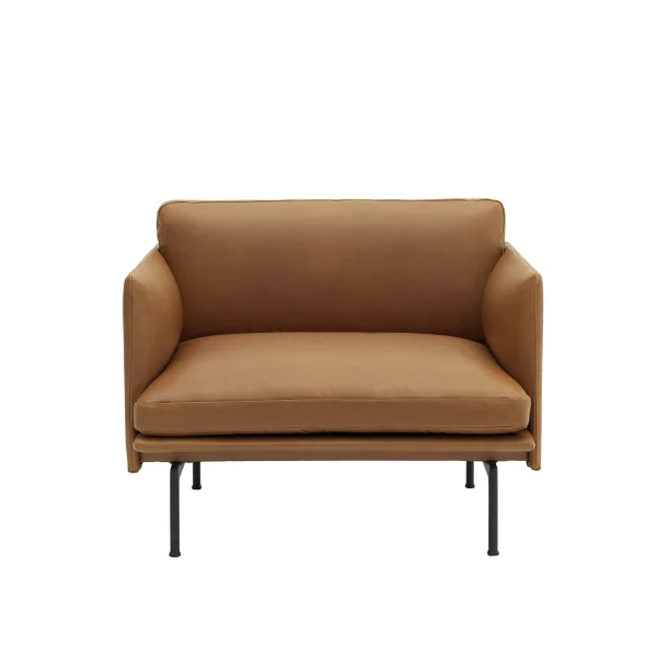 Muuto Outline Chair Fauteuil - Leer cognac - zwart