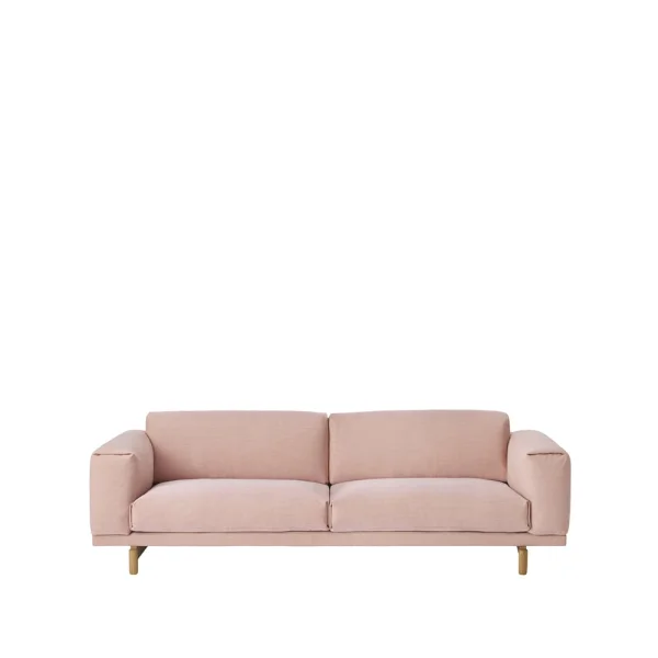 Muuto Rest bank 3-zits stof steelcut trio 515 rose, eikenhouten poten