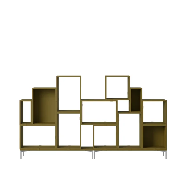 Muuto Stacked Storage Bookcase configuratie 3 - brown green