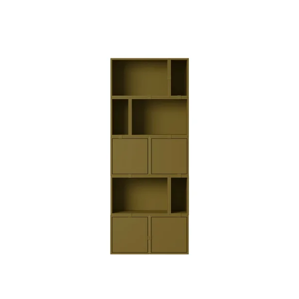 Muuto Stacked Storage Bookcase configuratie 8 - brown green