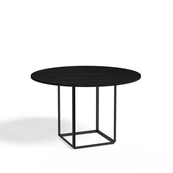 New Works Florence ronde eettafel Black ash-ø120 cm-zwart onderstel