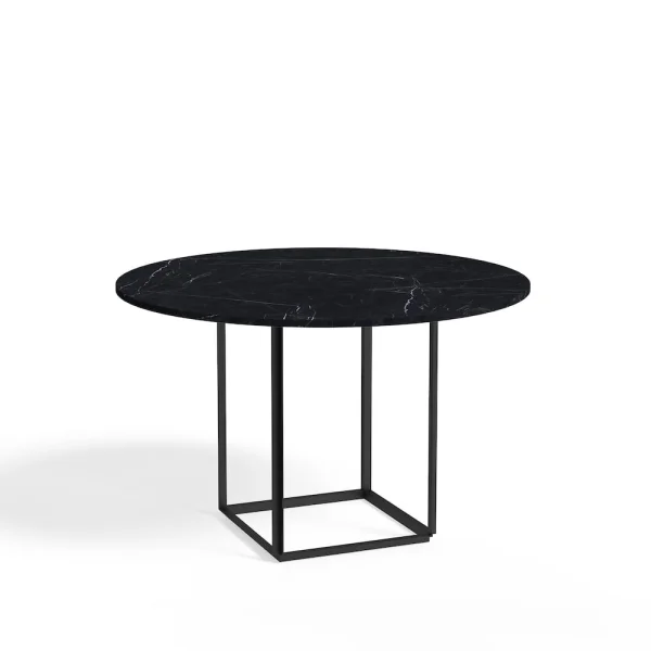 New Works Florence ronde eettafel black marquina marble, ø120, zwart onderstel