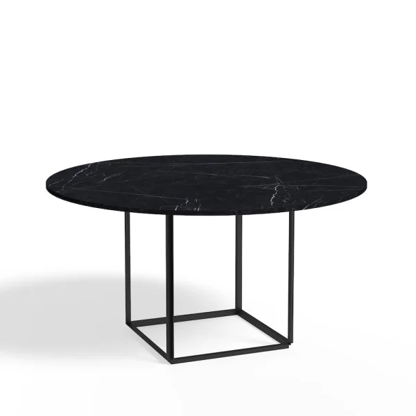 New Works Florence ronde eettafel black marquina marble, ø145, zwart onderstel