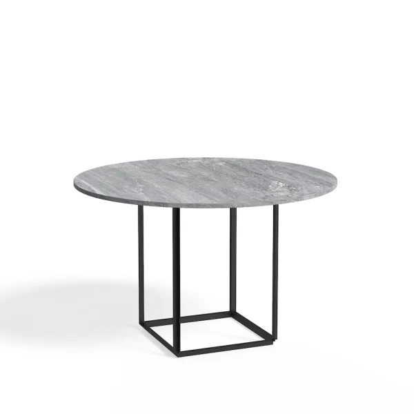 New Works Florence ronde eettafel grey ruivina marble, ø120 cm, zwart onderstel