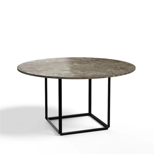 New Works Florence ronde eettafel gris du marais marble, ø145 cm, zwart onderstel