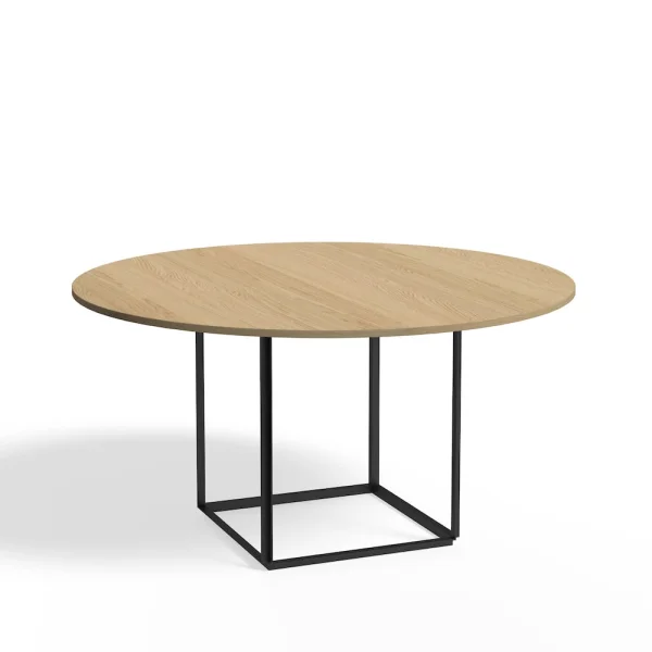 New Works Florence ronde eettafel natural oak, ø145 cm, zwart onderstel